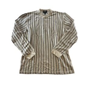 NWOT Eddie Bauer Mens Tall L Striped Henley Long Sleeve Cotton Casual Shirt